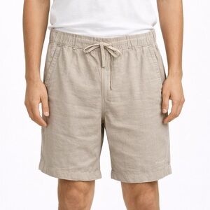 Porter & Ash Linen Blend Drawstring Shorts Mens Medium Beige Elastic Casual